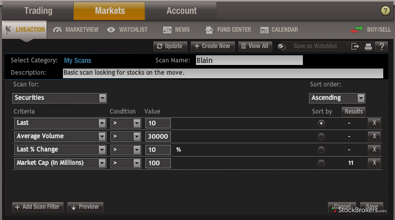 optionshouse stock screener